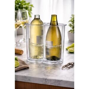 Prodyne Twin-Chill 2 Bottle Iceless Wine Cooler Acrylic Champagne Ice Bucket NEW